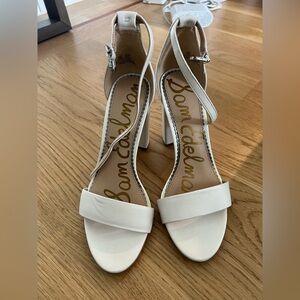 White Sam Edelman heels, worn once. Perfect for brides